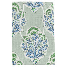 Salie groen bloemenmedaillon, korenbloem blauw