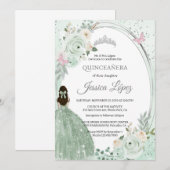 Salie Groen Bloemige Vlinders Quinceañera Kaart (Voorkant / Achterkant)