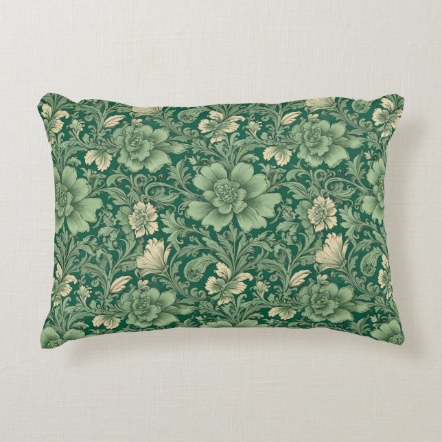 Salie Groen  bloemmotief Accent Kussen (Voorkant)