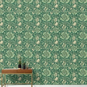 Salie Groen bloemmotief Behang