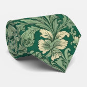 Salie Groen  bloemmotief Stropdas (Opgerold)