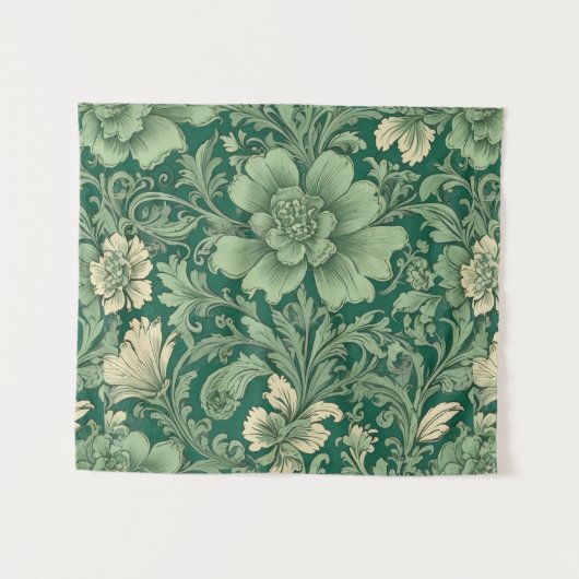 Salie Groen bloemmotief Wandkleed (Voorkant (horizontaal))