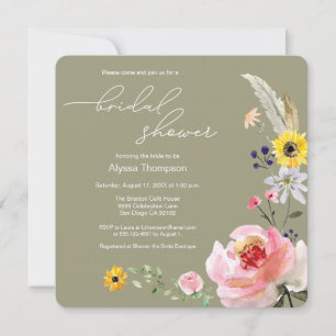 Salie groen Boho Wildflower Bloemen Vrijgezellenfe Kaart