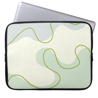 Salie Groen & Crème Abstract Boho Vloeibare Draai  Laptop Sleeve