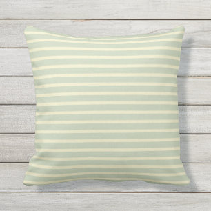 Salie groen & Crème Streep Buitenkussen 16x16
