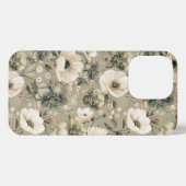 Salie Groen en Cream Bloemen iPhone Hoesje (Achterkant horizontaal)