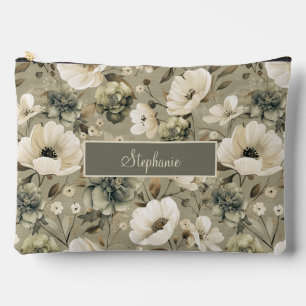 Salie Groen en Crème Bloemen gepersonaliseerd Etui