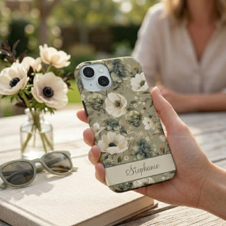 Salie groen en crème bloemstuk Persoonlijk iPhone 15 Hoesje