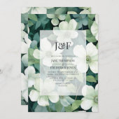 Salie Groen en Wit Bloemen Huwelijk Monogram Kaart (Voorkant / Achterkant)