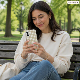 Salie groen en wit geruit ruitjespatroon iPhone 16 hoesje