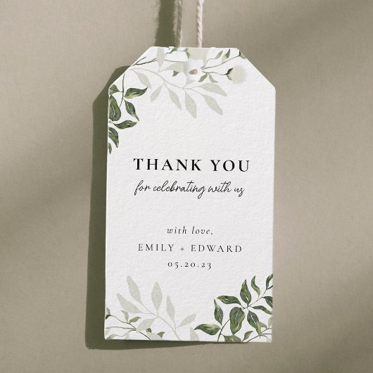 Salie groen en witte bloem bruiloft bedankt cadeaulabel