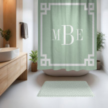 Salie groen en witte Griekse sleutel | Monogram