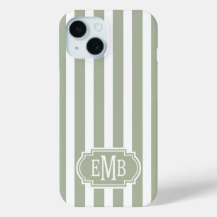 Salie groen en witte monogram strepen