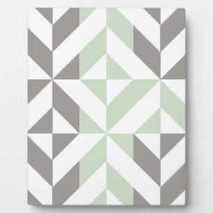 Salie groen en zilver geometrische ZigZag Fotoplaat