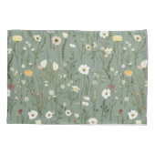 Salie Groen Geel Wit Boho Wildbloemen Bloemen Kussensloop (Achterkant-Links)