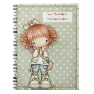 Salie Groen Ginger Rood Pastel Roze Retro Stippen Notitieboek