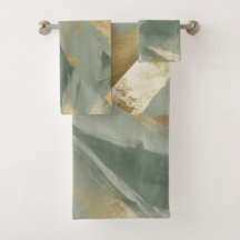 Salie Groen Goud Beige Kleur Abstract