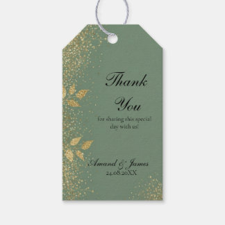 Salie Groen Gouden Botanische Trouw Favor Bedankt Cadeaulabel