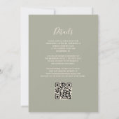 Salie Groen Gouden Glitter QR Code Huwelijk Kaart (Achterkant)
