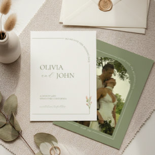 Salie Groen & Linnen Minimalistische Save the Date Kaart