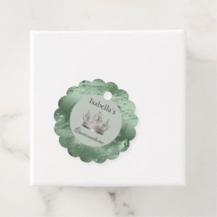 Salie Groen Metallic Tiara Zilver Quinceañera Bedankjes Labels