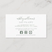 Salie Groen Monogram Bloemkam Professioneel Visitekaartje (Achterkant)