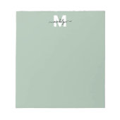 Salie groen monogram notitieblok (Voorkant)