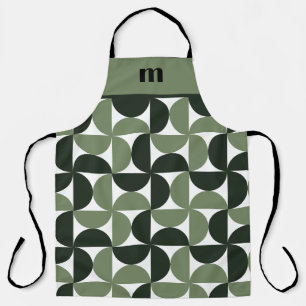 Salie groen monogram patroon schort