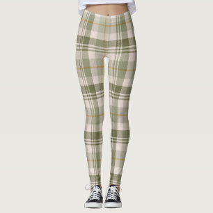 Salie groen neutraal ruitpatroon leggings