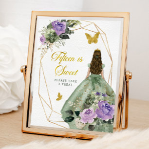 Salie Groen Paarse Quinceañera Vijftien is zoet Poster