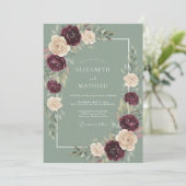 Salie Groen Romantische Bruiloft met Sfeer Kaart (Staand voorkant)