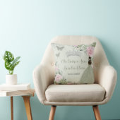 Salie Groen Roze Bloemen Zilver Quinceañera Keepsa Kussen (Stoel)