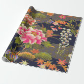 Salie Groen Roze Japans Kimono Bloemen Decoupage Cadeaupapier (Uitgerold)