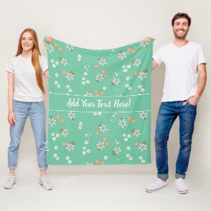  Salie Groen Sinaasappel Roze Bloemen Patroon Fleece Deken