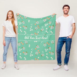  Salie Groen Sinaasappel Roze Bloemen Patroon Fleece Deken