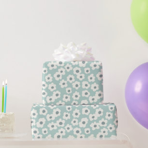 Salie Groen Wit Grijs Bloem Boho Trendy Cadeaupapier