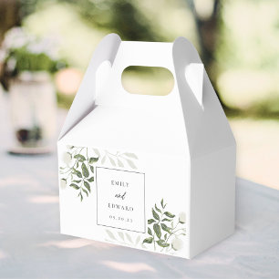 Salie groen & witte bloemen bruiloft bedankdoosjes