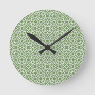 Salie Groen Witte Geometrische Naadloos Patroon Ronde Klok
