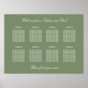 Salie Groene 8 Tafel Trouw Stoelen Plattegrond Pos Poster