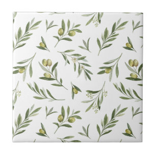 Salie Groene Aquarel Olijven Tegeltje