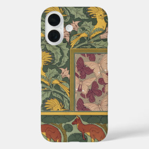 Salie Groene Art Nouveau Hopvlinder Kunst iPhone 16 Hoesje