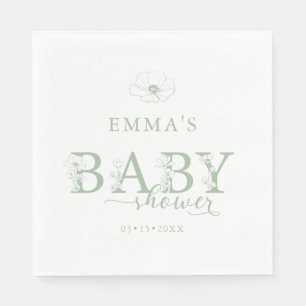 Salie Groene Baby Shower Elegante Wilde Bloem Bl Servet