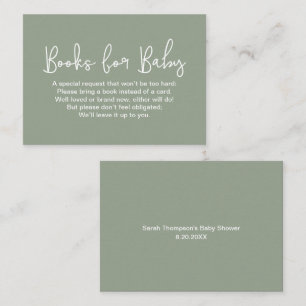 Salie Groene Baby Shower Modern Schrift Boek Verzo Informatiekaartje