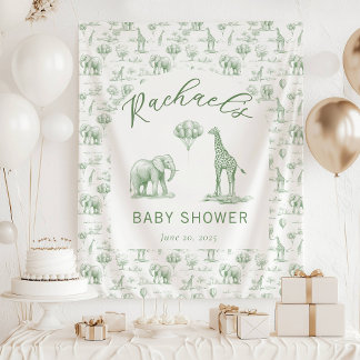 Salie Groene Baby Shower Spandoek Safari Toile Wandkleed