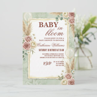 Salie Groene Ballonnen Bloemachtige Baby Shower Kaart