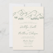 Salie Groene Berg Dennenboom Minimalistische Trouw Kaart (Voorkant)