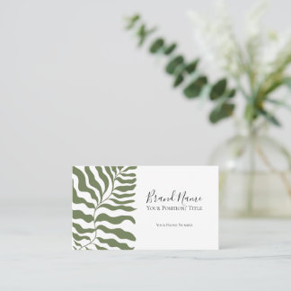 Salie Groene Blad Elegante Merkkaart | Minimaal Visitekaartje