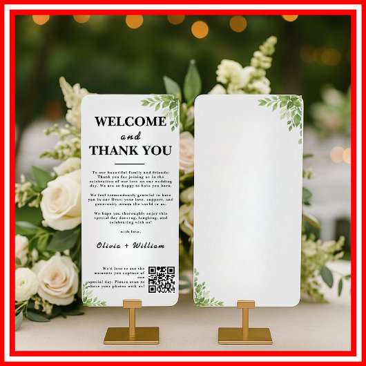 Salie Groene Bladeren Bedankt Welkom QR Code Kaart