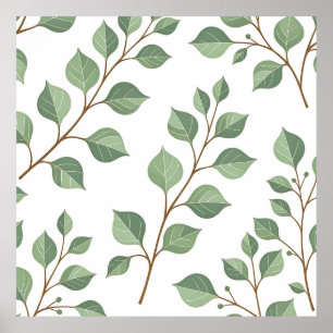 Salie Groene Bladerige Takken Botanische Waterverf Poster