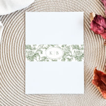 Salie groene bloem toile monogram bruiloft